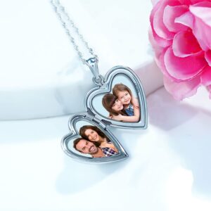 PicturesOnGold.com Sterling Silver 'Daddy's Little Girl' Heart Locket Pendant Necklace - 3/4 Inch X 3/4 Inch (Locket + Photo)