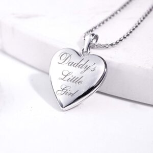 PicturesOnGold.com Sterling Silver 'Daddy's Little Girl' Heart Locket Pendant Necklace - 3/4 Inch X 3/4 Inch (Locket + Photo)