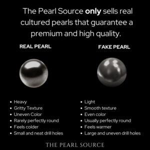 The Pearl Source 14K Gold 8-9mm AAAA Quality Round Black Tahitian South Sea Cultured Pearl Bracelet for Women