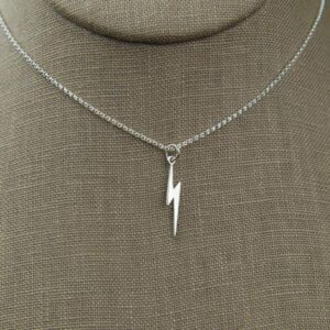 Artmiss Lightning Bolt Pendant Necklace Women Simple Charm Bar Choker Chain Jewelry for Women (Silver)