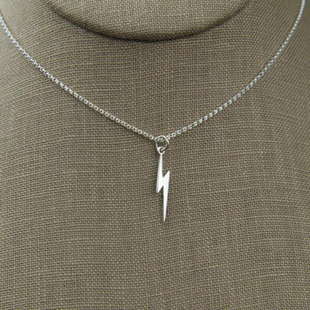 Artmiss Lightning Bolt Pendant Necklace Women Simple Charm Bar Choker Chain Jewelry for Women (Silver)