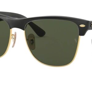 Ray-Ban RB4175 CLUBMASTER OVERSIZED 877 57M Demishiny Black/Arista/Crystal Green Square Sunglasses For Men For Women (OVERSIZED)+ BUNDLE with Designer iWear Eyewear Kit