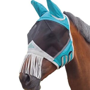 FINE MESH FLY MASK with NOSE FRINGE (Cob, Teal)