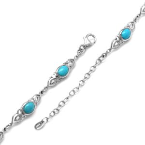 Silvershake Genuine Arizona American Turquoise 925 Sterling Silver Triquetra Celtic Knot 6.5 to 8.5 Inch Adjustable Bracelet Jewelry for Women