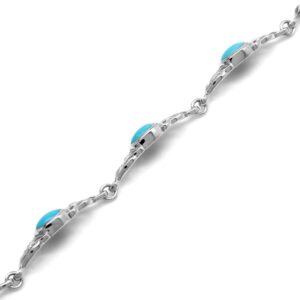 Silvershake Genuine Arizona American Turquoise 925 Sterling Silver Triquetra Celtic Knot 6.5 to 8.5 Inch Adjustable Bracelet Jewelry for Women