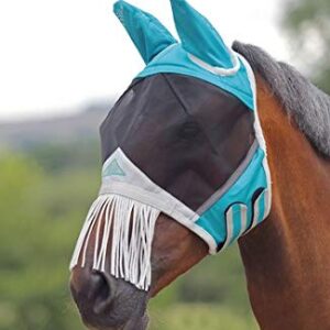 FINE MESH FLY MASK with NOSE FRINGE (Pony, Teal)