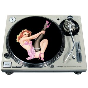 Slipmat Slip Mat Scratch Pad Felt for any 12" LP DJ Vinyl Turntable Record Player Custom Graphical - Pinup pink Dress