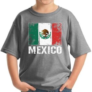 Pekatees Mexican Flag T Shirt for Kids Mexico Shirt Mexican Soccer Youth Shirt Grey S