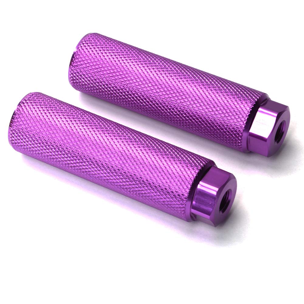 Vuwuma Amotor Bike Pegs Aluminum Alloy Anti-Skid Lead Foot Bicycle Pegs BMX Pegs for Mountain Bike Cycling Rear Stunt Pegs Fit 3/8 inch Axles (Purple) 11