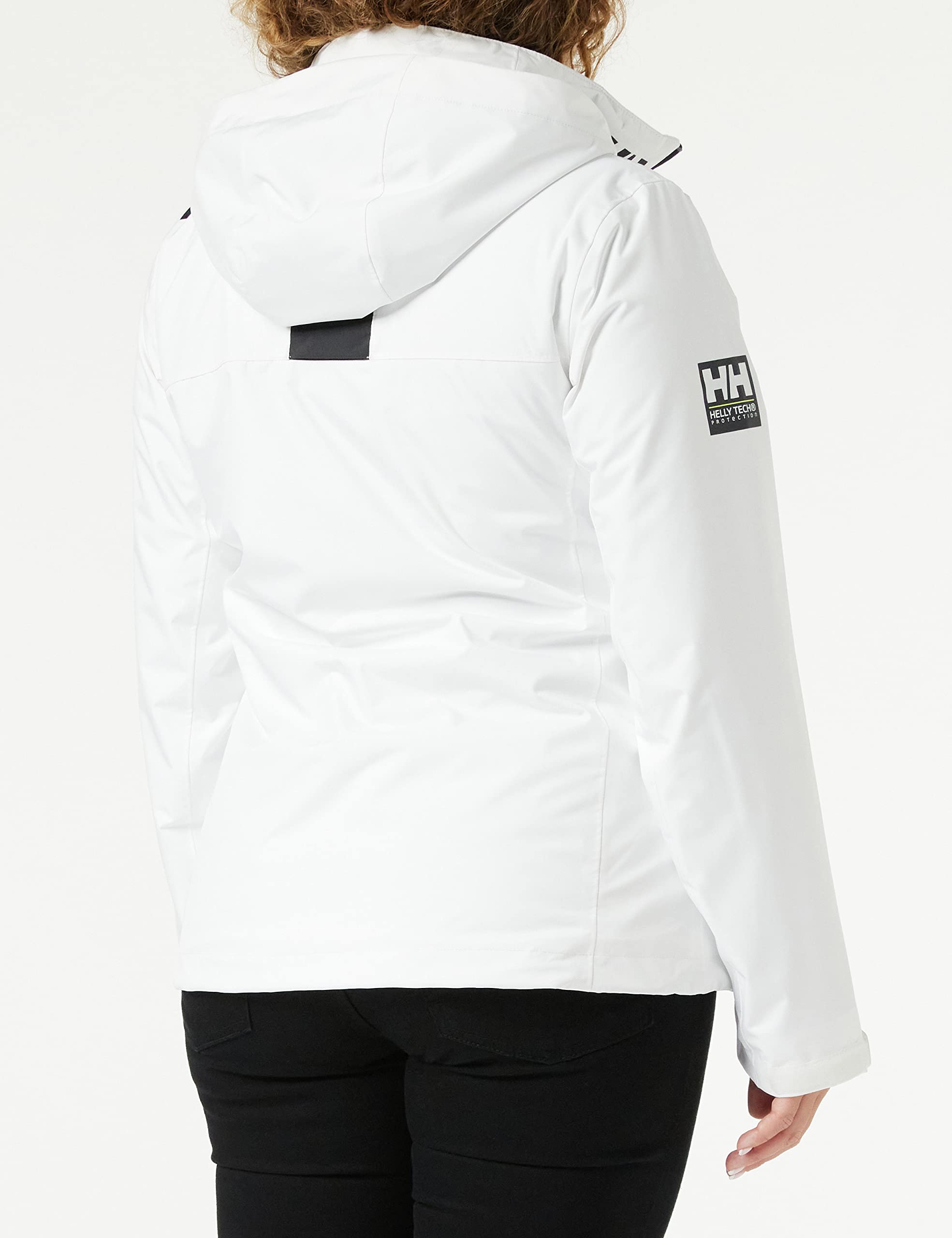 Helly Hansen Women's Crew Hooded Midlayer Fleece Lined Waterproof Rain Jacket, 001 White, XX-Large