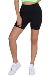 nikibiki women seamless moto biker shorts, made in u.s.a, one size (black)