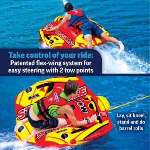 Wow Sports Steerable Tube for Boating - 1 to 2 Person Towable - Durable Tubes for Boating