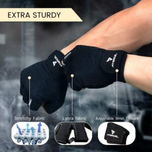 ATERCEL Workout Gloves for Men and Women, Exercise Gloves for Weight Lifting, Cycling, Gym, Training, Breathable and Snug fit (Black, S)