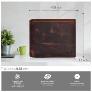 Mens Slim Wallet | Minimalist Brown Leather Fabric | Rfid Blocking | Bifold Credit Card Holder | Gifts For Men