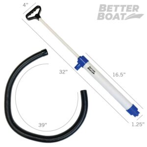 Manual Bilge Pump for Boats Kayak Canoe Hand Water Pump | Siphon Pump Bailer Kayaking Boat with Hose Portable Held 20 Gallons Per Minute Suction Marine Grade Regular