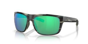 costa man sunglasses matte reef frame, green mirror lenses, 60mm