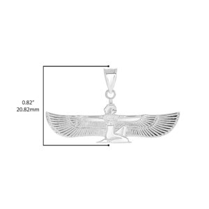 Solid .925 Sterling Silver Winged Egyptian Goddess Isis Pendant Necklace (16")