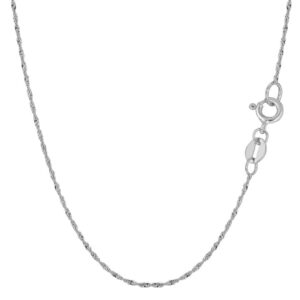 14K Yellow or White Gold 1.00mm Shiny Diamond-Cut Classic Singapore Chain Necklace for Pendants and Charms with Spring-Ring Clasp (7" 16" 18" 20" 22" or 24" inch) (20 Inches, White Gold)