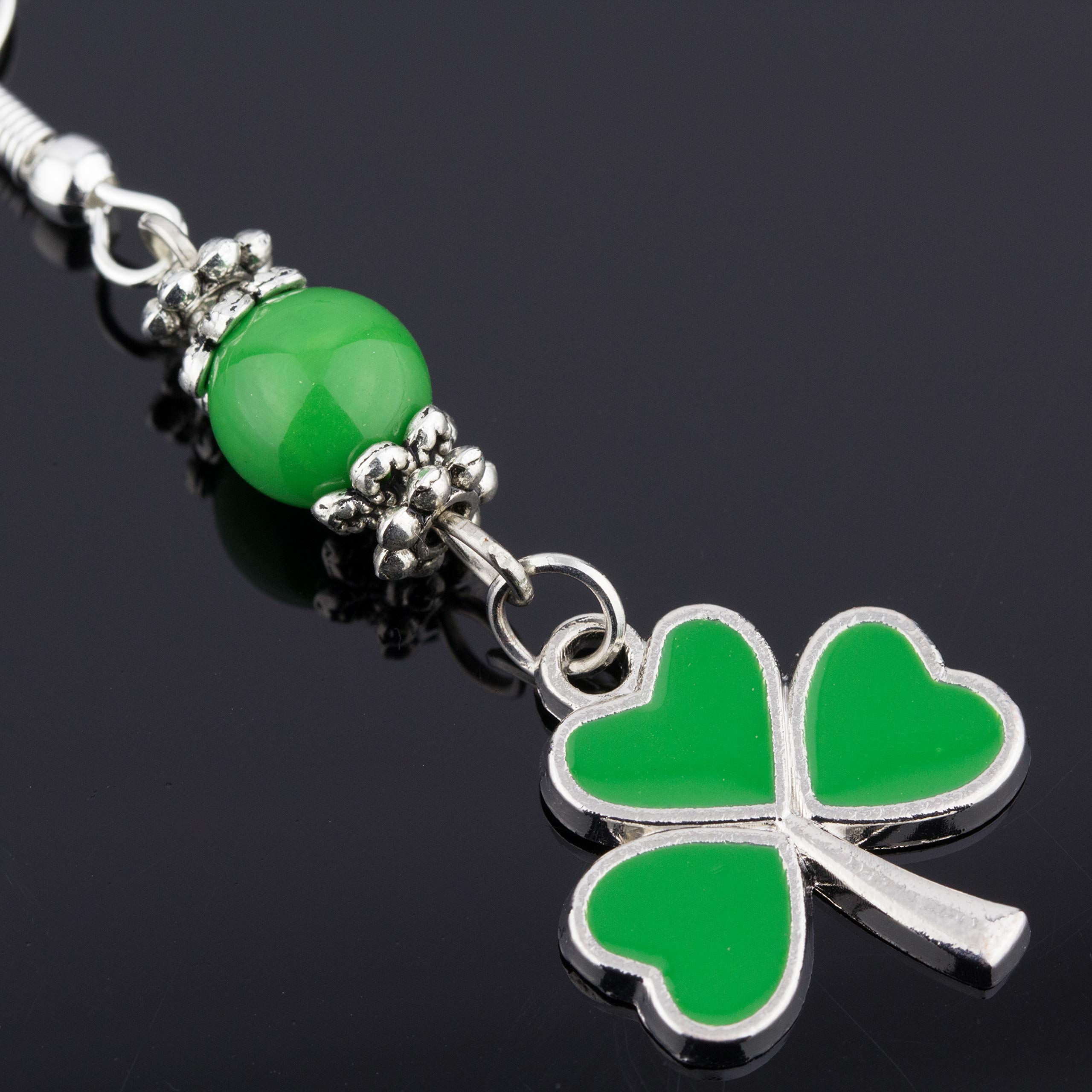 Shamrock Dangle Earrings for Women, Green St Patrick Day Accessories (Green Clover Dangles)