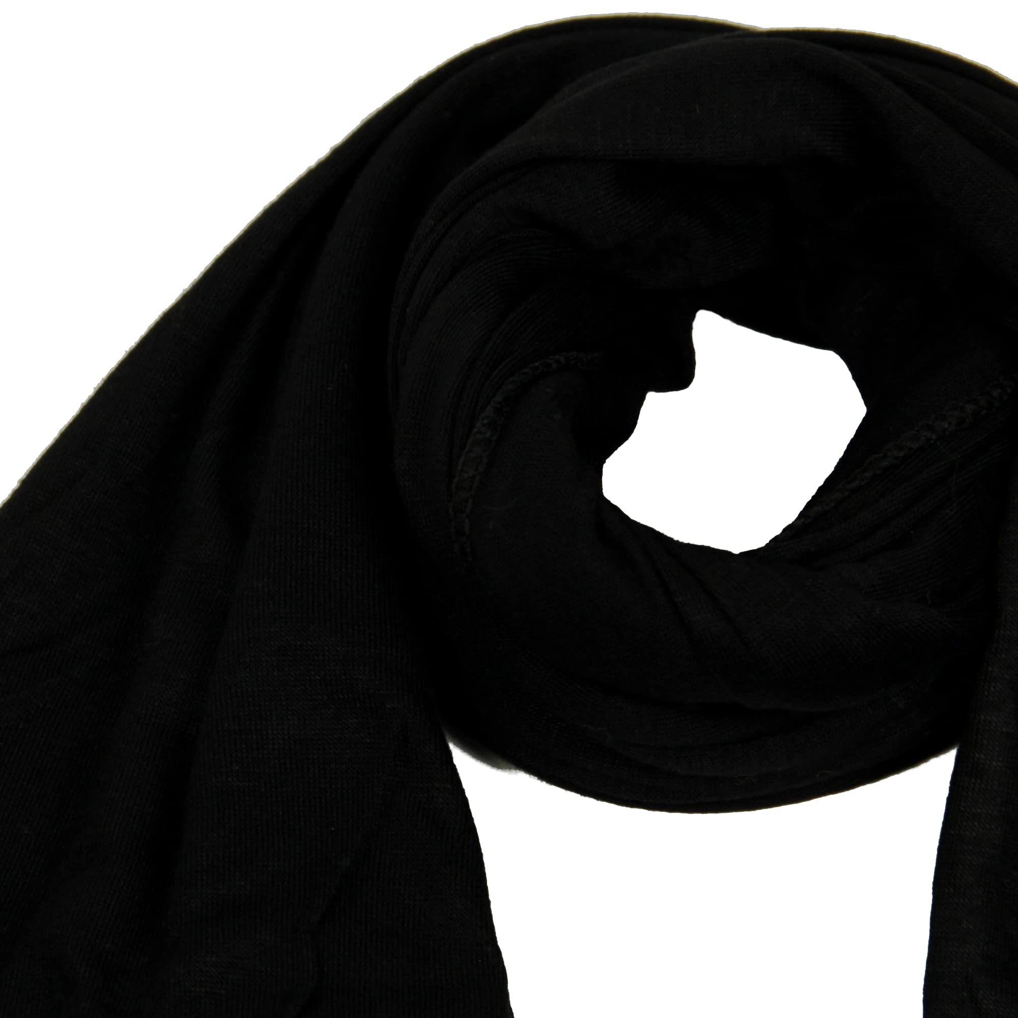 Black Soft Stretch Jersey Head Scarf Rectangle Women's Hair Wrap