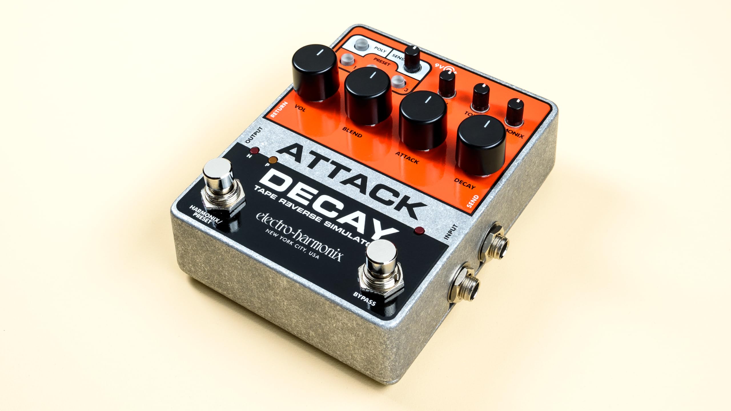 Electro-Harmonix Attack Decay Pedal, Model Number ATTACK DECAY, Multi Color, Electric Guitar Electronics Distortion Simulator