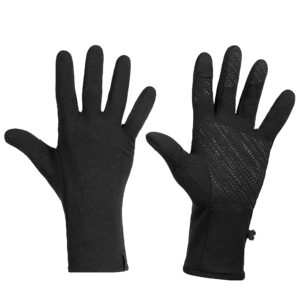 Icebreaker Merino Quantum Winter Gloves for Women, Men, with Touchscreen Tips, Merino Wool - Soft, Mid-Weight Glove Liners for Layering with Silicone Palm - Warm Gloves for Men, Women - Black, Large