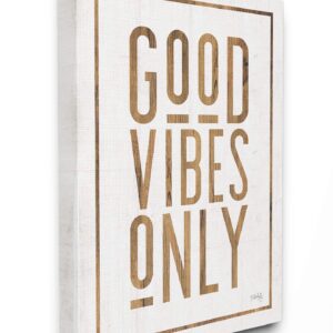 Stupell Industries Good Vibes Only Rustic White and Exposed Wood Look Sign Canvas Wall Art, 24 x 30, Multi-Color