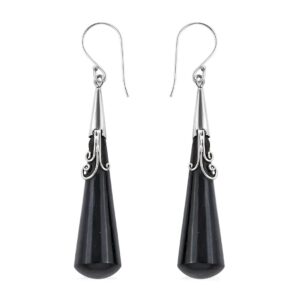 shop lc black onyx 925 sterling silver drop dangle earrings for women western vintage black jewelry gifts for women birthday gifts