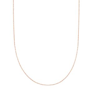 jewelry affairs 14k rose solid real gold rope chain necklace, 0.6mm, 20"