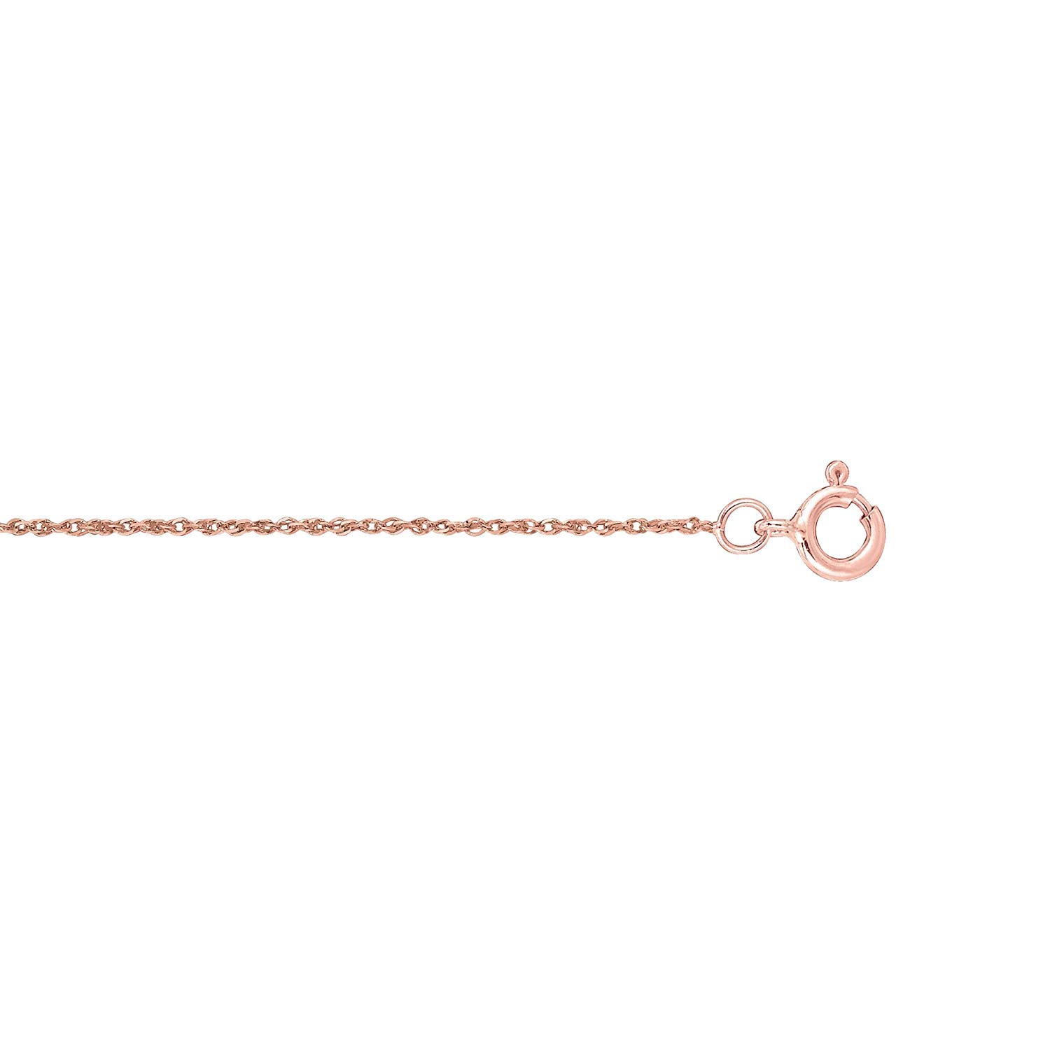 Jewelry Affairs 14k Real Solid Gold Rope Chain Necklace, 0.5mm (20 Inches, Rose Gold)