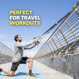 TRX Training TRX GO Suspension-Trainer-System Bundle with Suspension-Trainer Strap, XMount, 4 Mini Resistance Bands, and Water Bottle, 7 Items Total