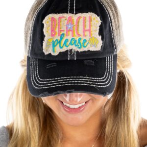 Funky Junque Distressed Baseball Cap - Beach Please Metallic (Black)