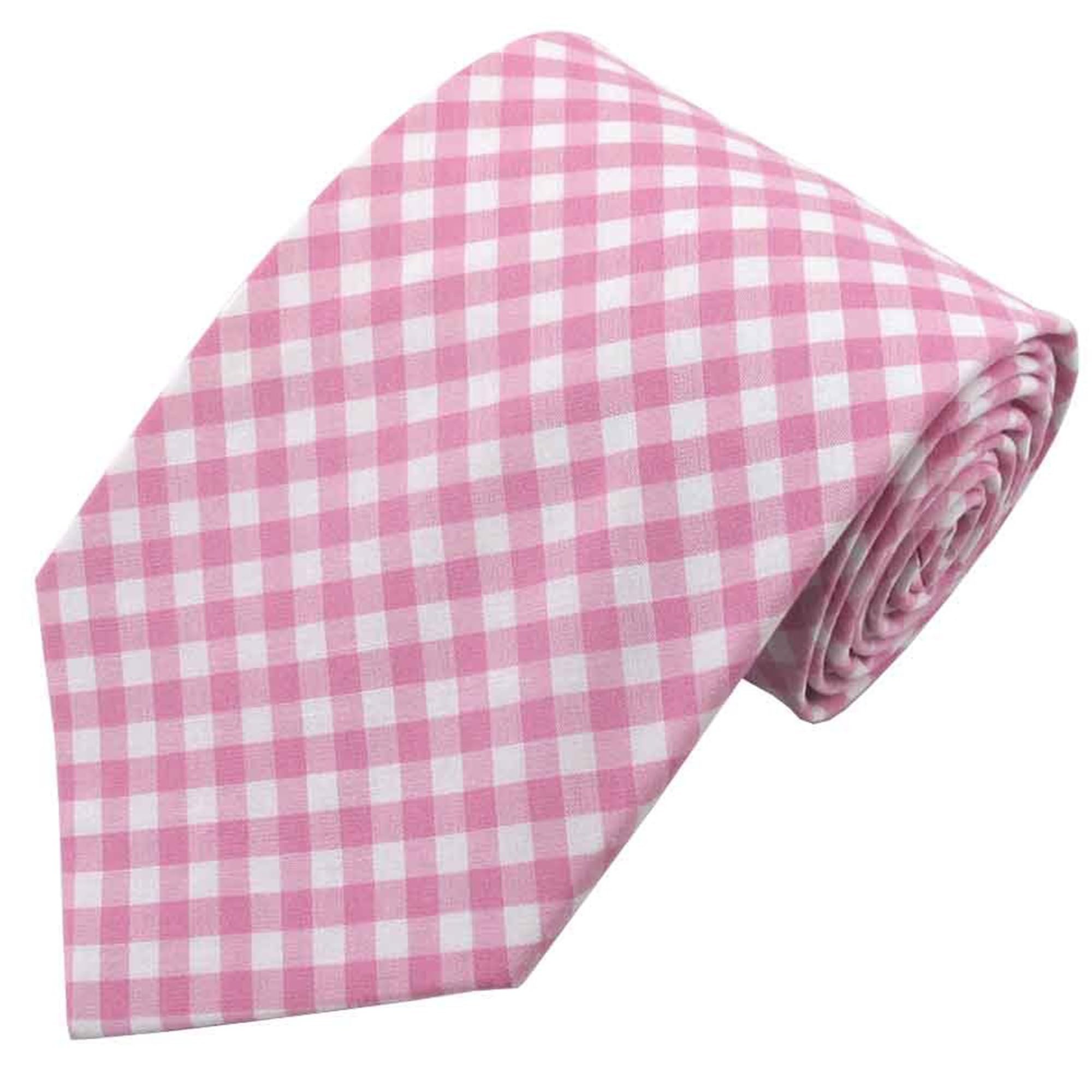 Jacob Alexander Men's Gingham Checkered Pattern Neck Tie - Regular - Pink