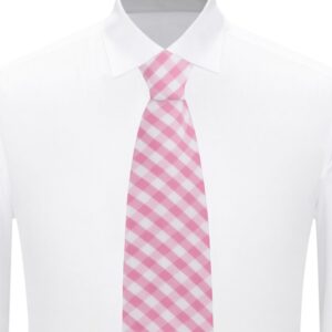 Jacob Alexander Men's Gingham Checkered Pattern Neck Tie - Regular - Pink