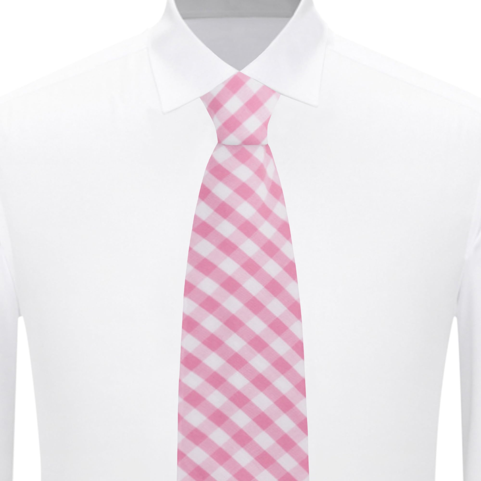 Jacob Alexander Men's Gingham Checkered Pattern Neck Tie - Regular - Pink