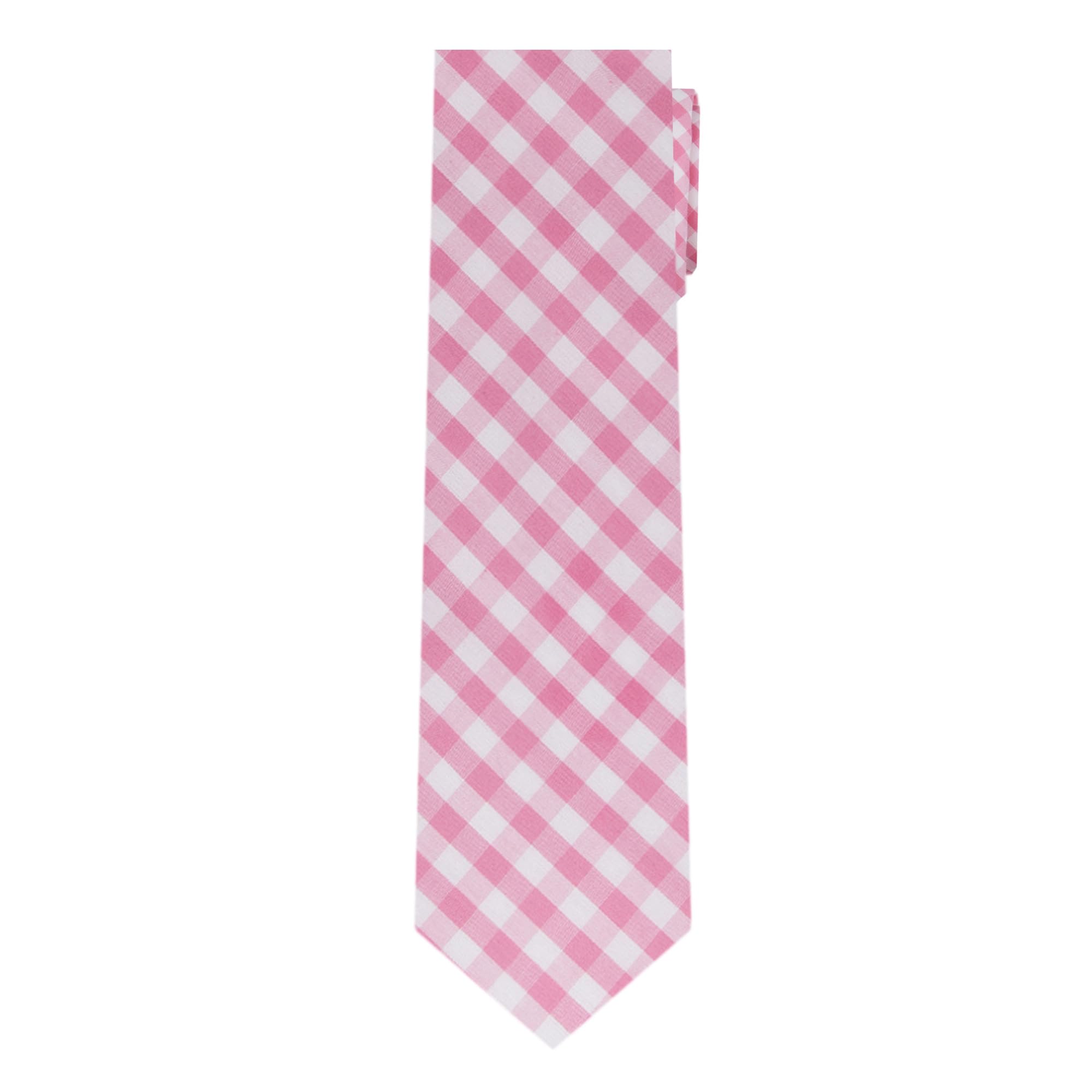 Jacob Alexander Men's Gingham Checkered Pattern Neck Tie - Regular - Pink