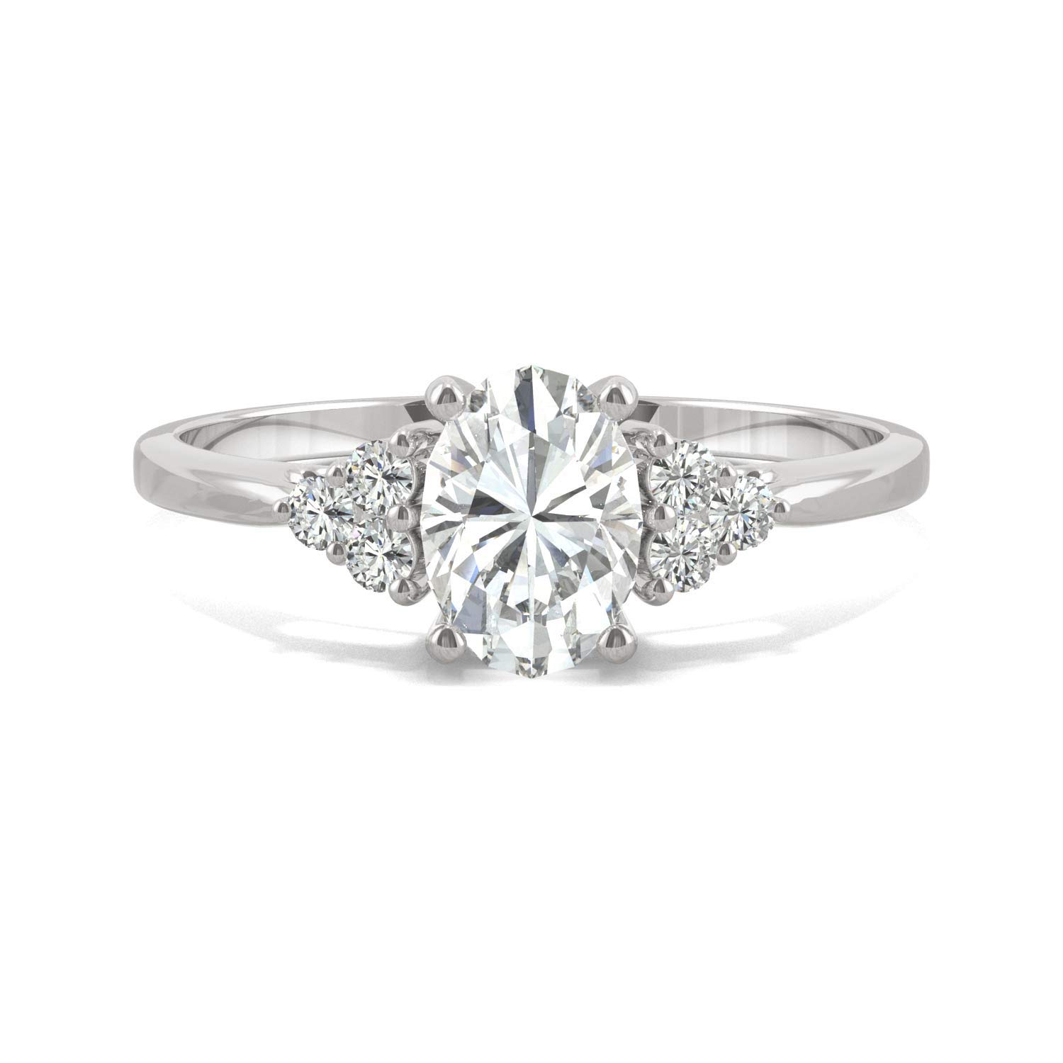 Charles & Colvard 14K White Gold Moissanite 7x5mm Oval Engagement Ring-size 7.5 1.02cttw DEW