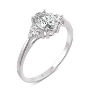 Charles & Colvard 14K White Gold Moissanite 7x5mm Oval Engagement Ring-size 7.5 1.02cttw DEW