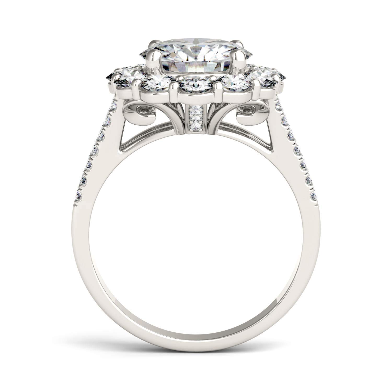 Charles & Colvard 14K White Gold Moissanite 9mm Round Engagement Ring-size 7.5 4.22cttw DEW