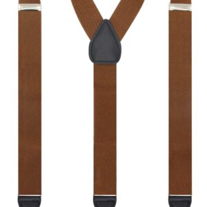 Timiot Y Back Button 1.4" Suspenders for Men with Stylish Leather Button Ends(Coffe)