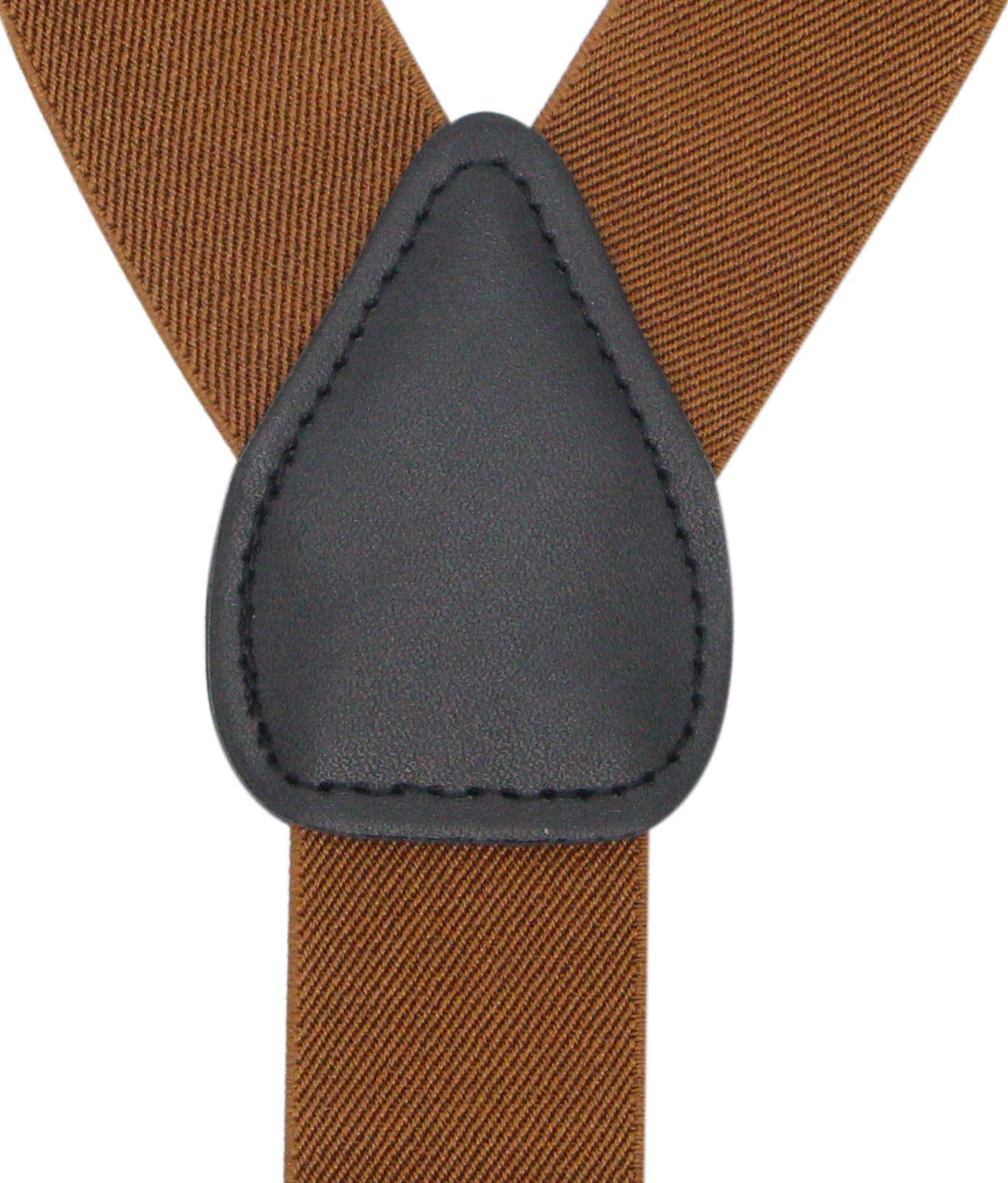 Timiot Y Back Button 1.4" Suspenders for Men with Stylish Leather Button Ends(Coffe)