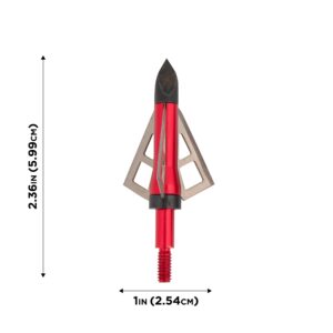 Allen Company Photon Hunting Broadhead, 100 Grain, 1.125 inches Cutting Diameter - Aluminum Ferrule, Stout .032 inch Thick Stainless Steel Blades, Carbon Steel Chisle Tip (3-Pack)