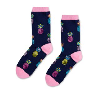 HAPPYPOP Pineapple Gifts Hawaiian Gifts Women - IVF Gifts Women Fertility Gifts, Funny Pineapple Socks Fruit Socks Black