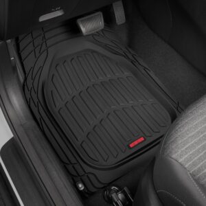 Motor Trend Original FlexTough Black Rubber Car Floor Mats for 3 Row Vehicles, Front & Rear 2nd Row Deep Dish All Weather Automotive Heavy Duty Trim to Fit, Automotive Liners for Cars Truck Van SUV