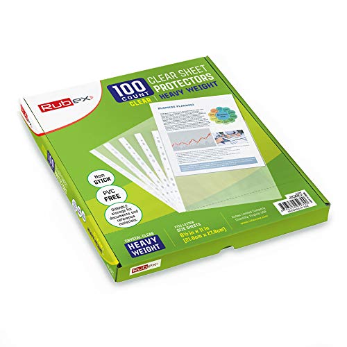 Heavyweight Sheet Protectors, Holds 8.5 x 11 inch Sheets, 9.25 x 11.25 inch Top Loading, Clear, Reinforced 11-Hole, Acid-Free, Archival Safe for Documents and Photos (100 Sheets)