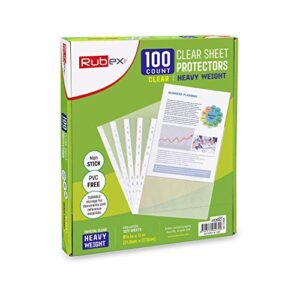 Heavyweight Sheet Protectors, Holds 8.5 x 11 inch Sheets, 9.25 x 11.25 inch Top Loading, Clear, Reinforced 11-Hole, Acid-Free, Archival Safe for Documents and Photos (100 Sheets)