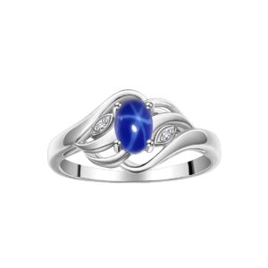 Rylos Simply Elegant Beautiful Blue Star Sapphire & Diamond Ring - September Birthstone* Size 6