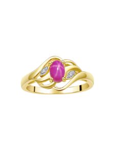 rylos rings for women 14k gold plated silver ring classic style birthstone ring 6x4mm gemstone & diamonds july star ruby jewelry for women size 6