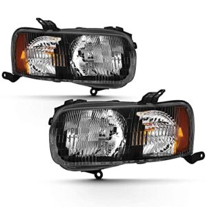 acanii - for 2001 2002 2003 2004 ford escape black housing headlighs headlamps replacement driver & passenger