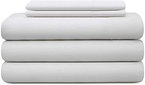 Cotton Bed Sheets 5 Piece Split Set 400 Thread Count 100% Extra Long Staple Luxurious & Hypoallergenic Bedding Hotel & Home Collection Deep Pocket 10-18 inches (Split King, White Solid)